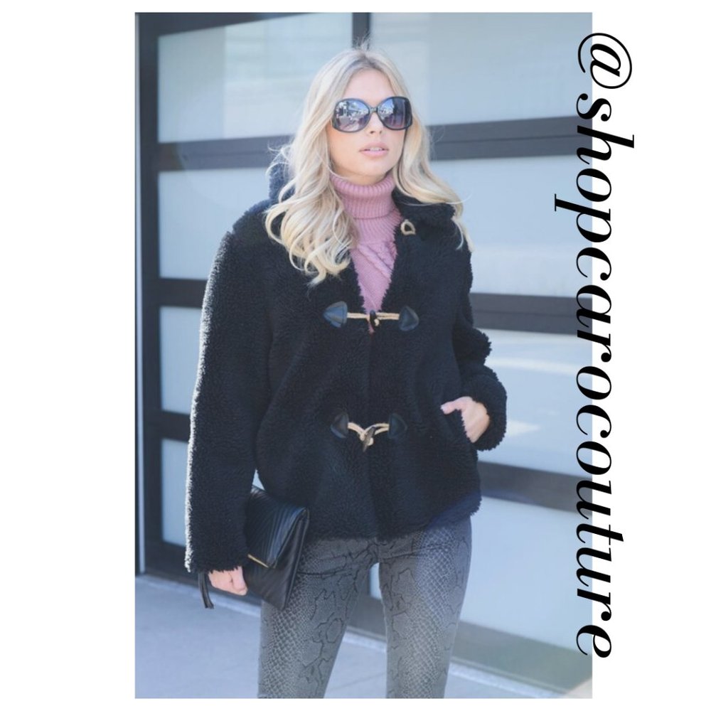 VENTI6 Black Faux Fur Teddy Jacket